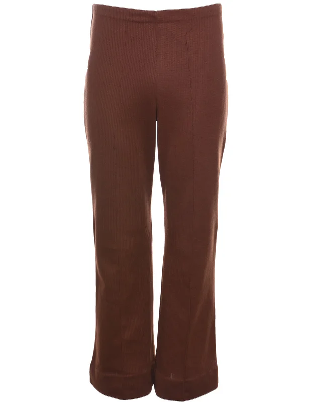 Flared Leg Dark Brown Trousers - W30 L30 Trousers Travel Practical