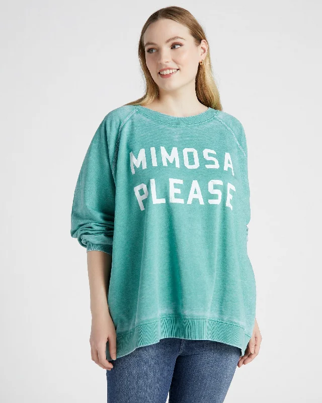 Plus Size Mimosa Please Long Sleeve Burnout Sweatshirt Hoodie with Elastic Cuffs Stretchable Comfortable Plus Size Mimosa Please Long Sleeve Burnout Sweatshirt Hoodie with Elastic Cuffs Stretchable Comfortable
