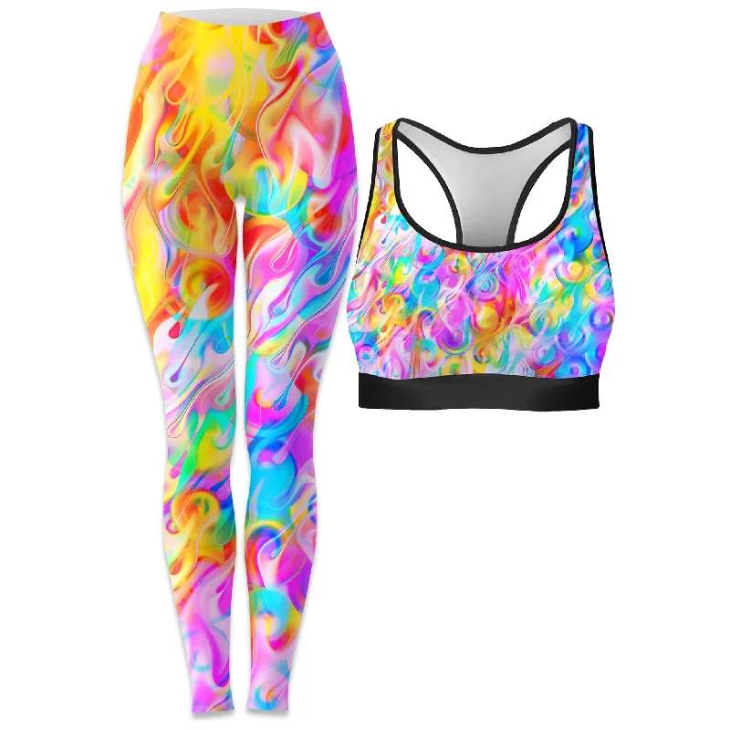 Blissful Drip Rave Bra and Leggings Combo Fashionable Tummy Control Leggings