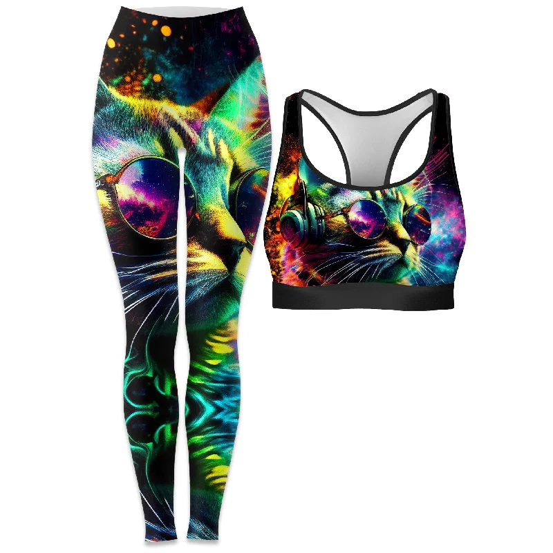 Enjoy the Views Rave Bra and Leggings Combo Trendy Leather-Look Workout Leggings