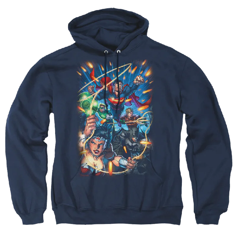Justice League Under Attack Pullover Hoodie Short Puff Sleeve