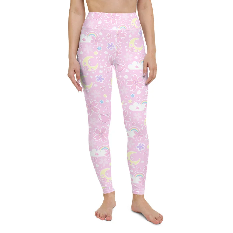 Cherry Blossom Dreams Pink Yoga Leggings Stylish Lightweight Leggings