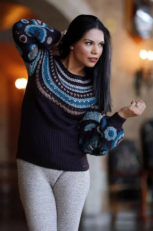 Celyn Woman Pullover Qiviuk, Merino, Silk & Bison High Neck Pullover