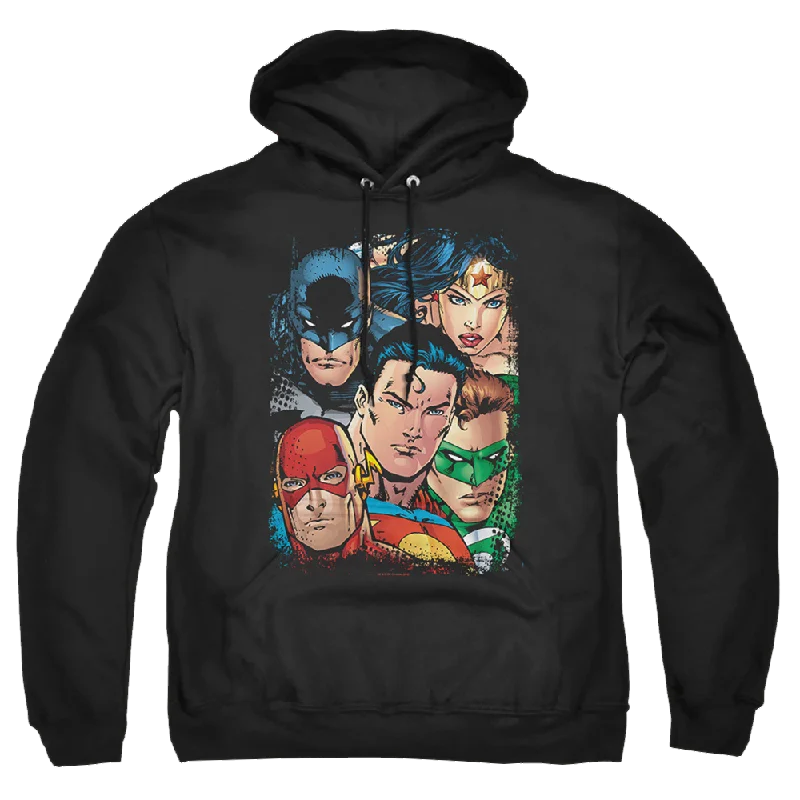 Justice League Up Close And Personal Pullover Hoodie Saggy Sleeve Comfort