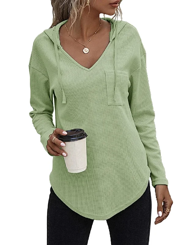 morhuduck Women's V Neck Hoodies Long Sleeve Sweatshirt Drawstring Pullover Tops with Pocket, Mint Green High Neck Pullover morhuduck Women's V Neck Hoodies Long Sleeve Sweatshirt Drawstring Pullover Tops with Pocket, Mint Green High Neck Pullover