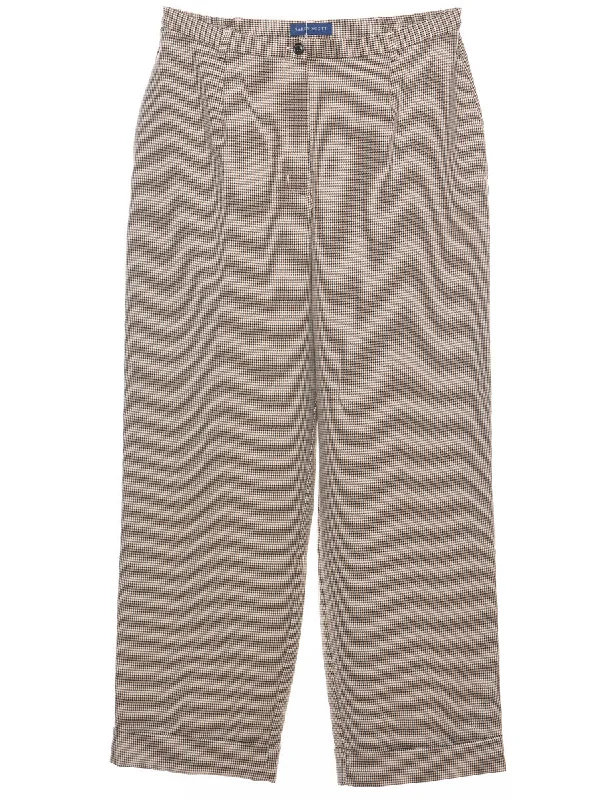 Dogtooth Light Brown & Off-White Trousers - W30 L29 Trousers Corduroy Warm