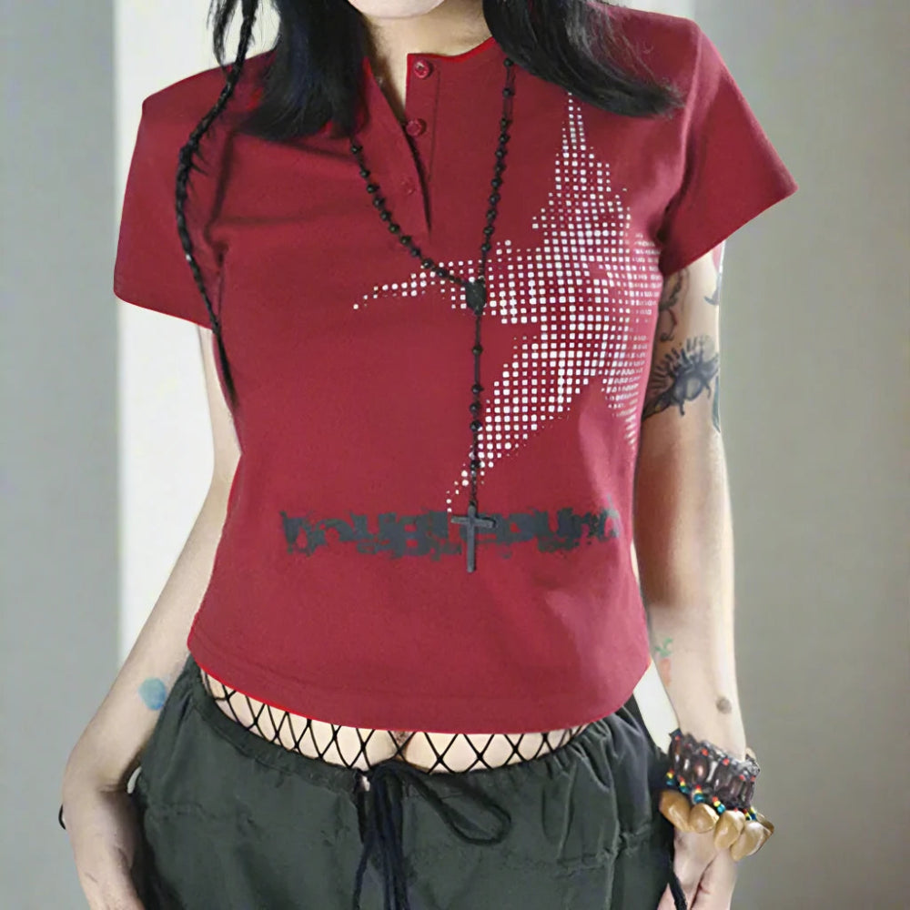 Y2k Metro Retro Crop Top Tee Ribbed Striped Patterned