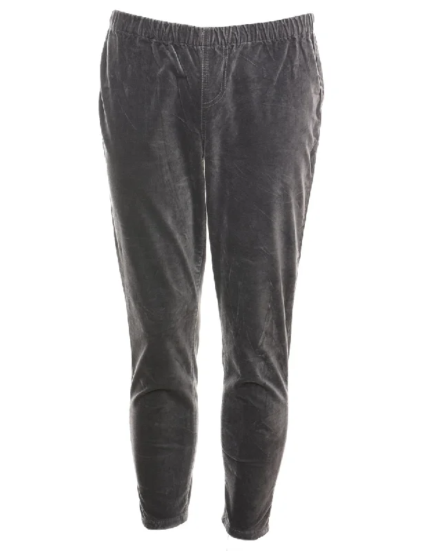 Grey Tapered Velvet Trousers - W30 L26 Trousers Spring Floral