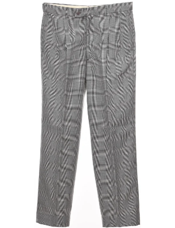 Dogtooth Check Grey Tapered Trousers - W34 L31 Trousers Culottes Wide Leg