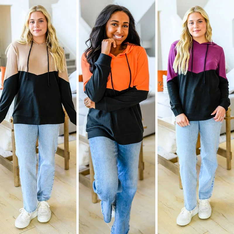 Hazel Blues® | Tara Color Block Hoodie in Three Colors Hoodie with Hem Raw Edge Edgy Unfinished Hazel Blues® | Tara Color Block Hoodie in Three Colors Hoodie with Hem Raw Edge Edgy Unfinished