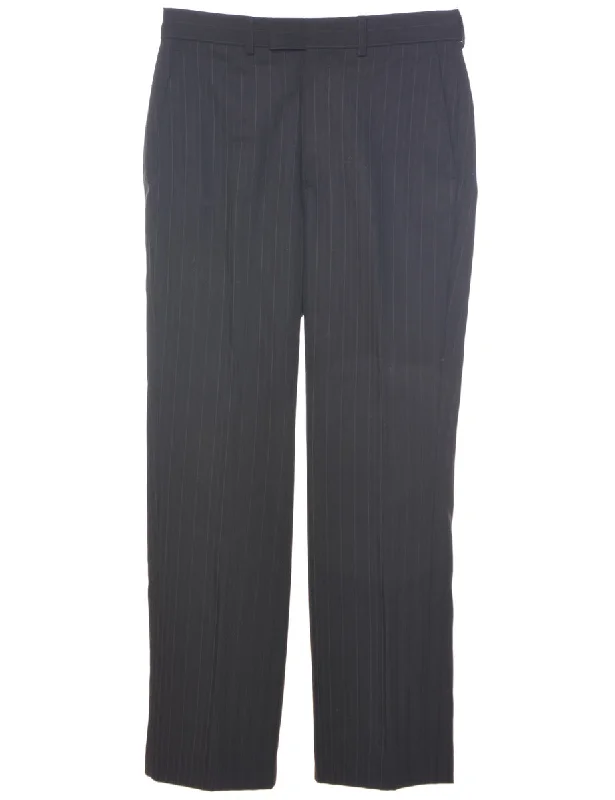 Wool Pinstriped Trousers - W30 L29 Trousers Designer Luxury