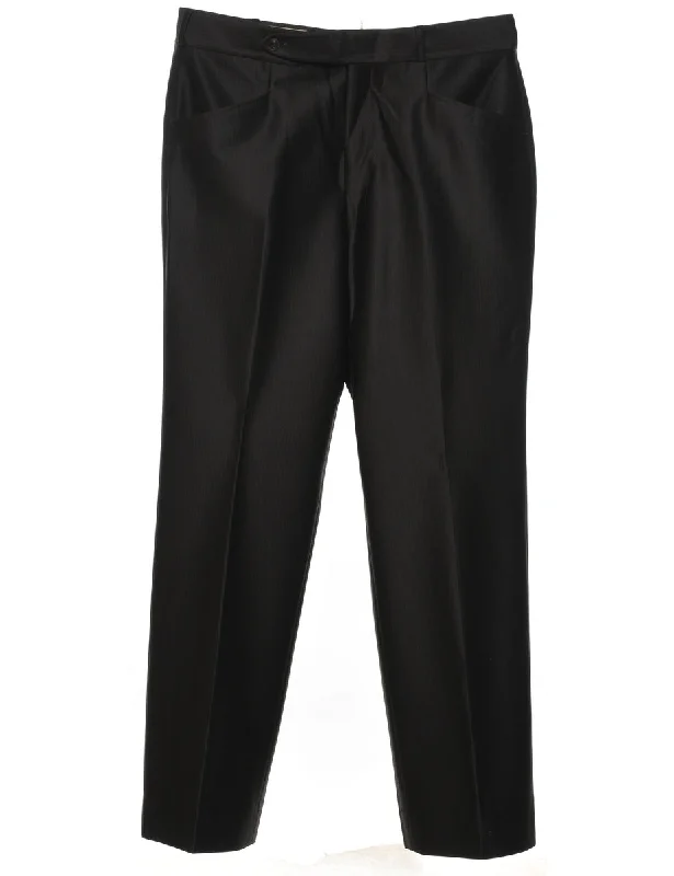 Pinstriped Black Classic Trousers - W36 L32 Trousers Party Sparkling
