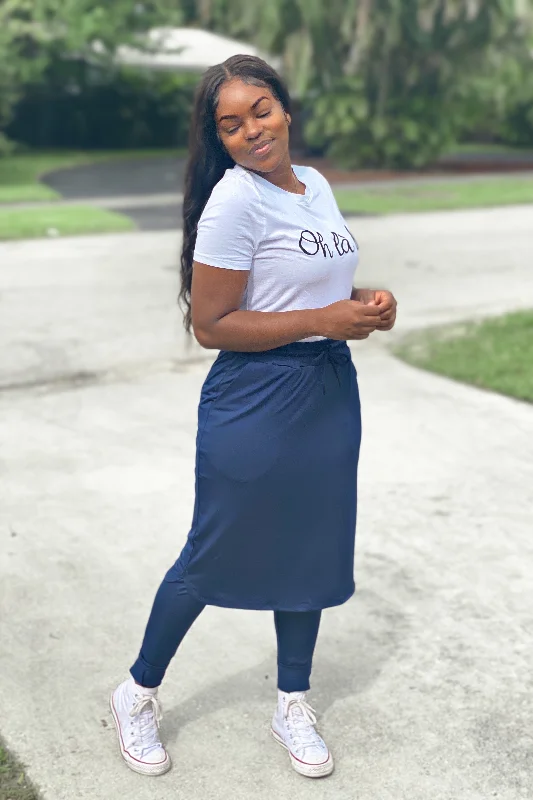 Palermo Navy Athletic Skirt (long leggings) Stylish Sweat-Proof Leggings