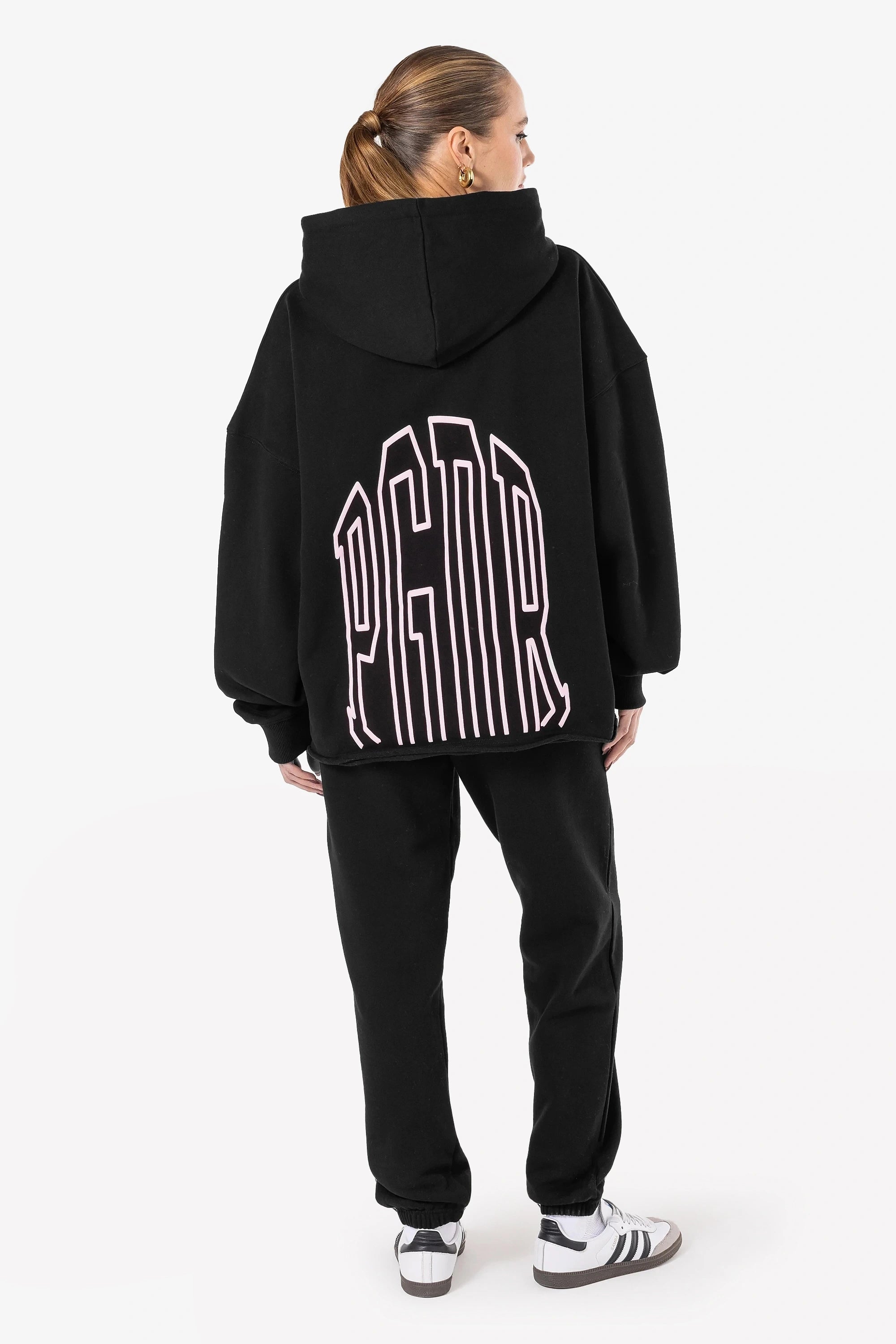 Rutty Super Oversized Hoodie Washed Black Hoodie with Mock Neck Collared Structured