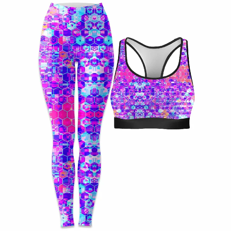 Blocks Of Life Rave Bra and Leggings Combo Cozy Lounge Pants Leggings