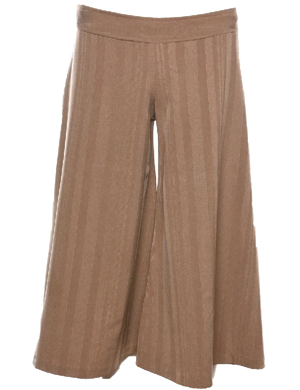 Low-Rise Striped Light Brown Flared Y2K Trousers - W35 L21 Trousers Hiking Durable