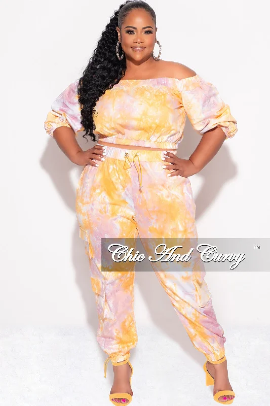 Final Sale Plus Size 2pc Off the Shoulder Crop Top & Cargo Pants in Pink & Orange Cozy Warm Stylish Final Sale Plus Size 2pc Off the Shoulder Crop Top & Cargo Pants in Pink & Orange Cozy Warm Stylish