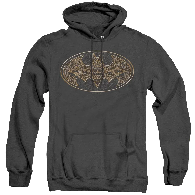 Dc Batman Aztec Bat Logo - Heather Pullover Hoodie Boat Neck Sweater