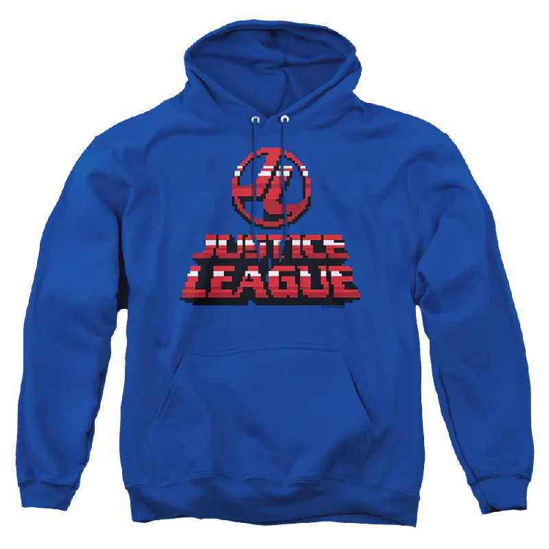 Justice League 8 Bit Jla Pullover Hoodie Short Puff Sleeve