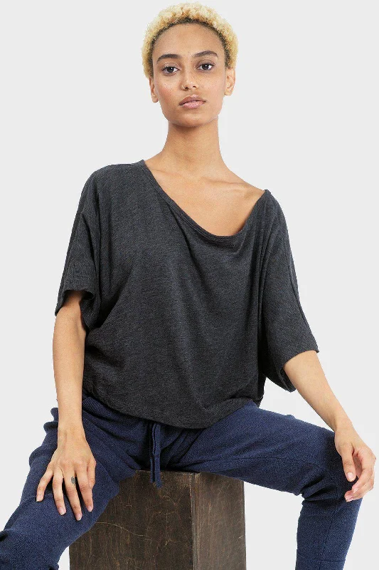 Lumi Crop Top (Heather Charcoal) Front Pockets Side Pockets Patch Pockets