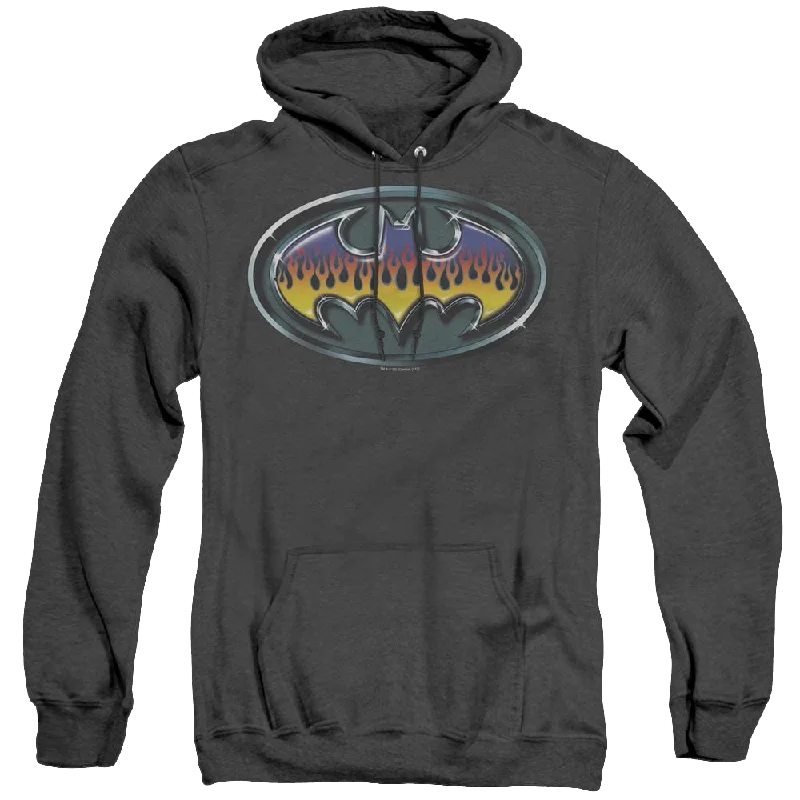 Dc Batman Hot Rod Shield - Heather Pullover Hoodie Ruffle Neck Pullover