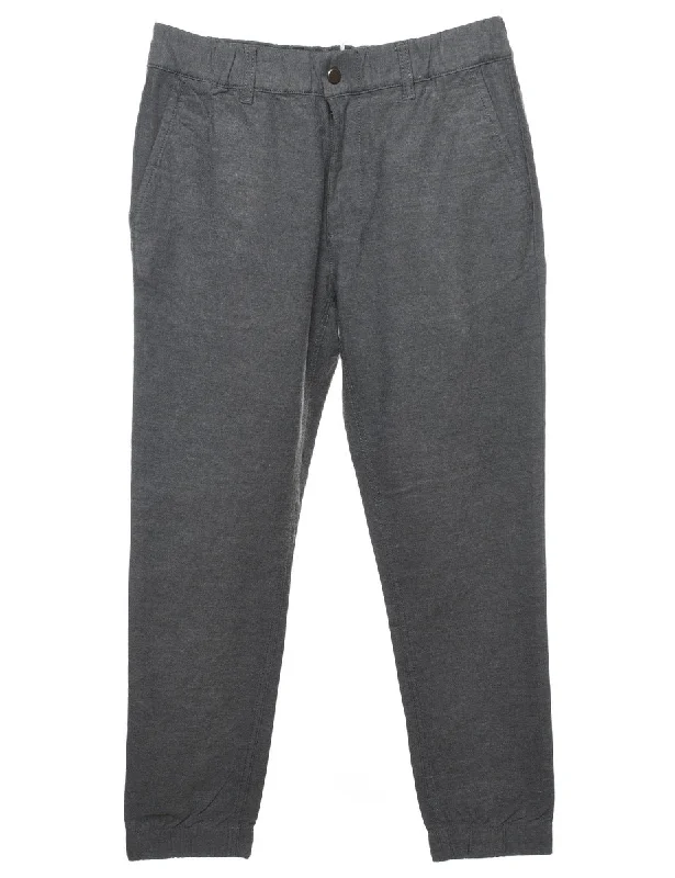 Tommy Hilfiger Grey Suit Trousers - W32 L30 Cropped Trousers Casual Linen