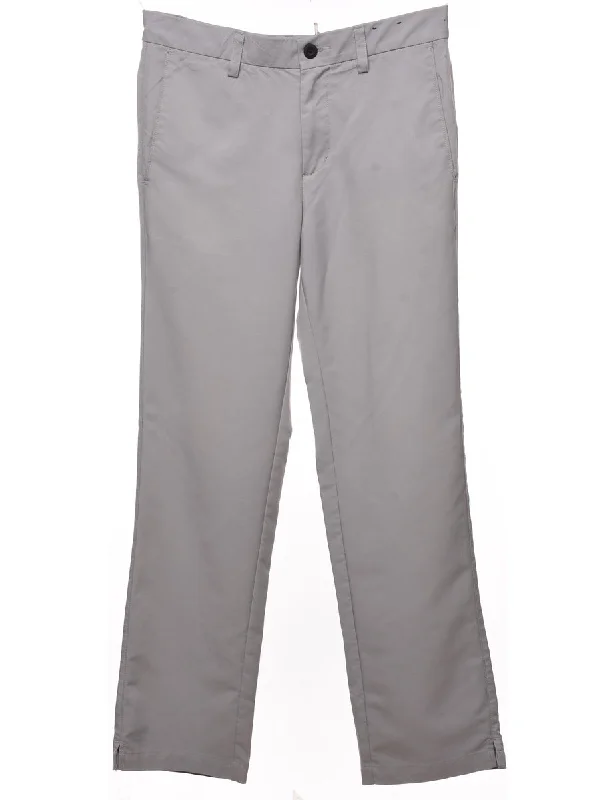 Fila Light Grey Straight-Fit Trousers - W30 L31 Trousers sophisticated sleek