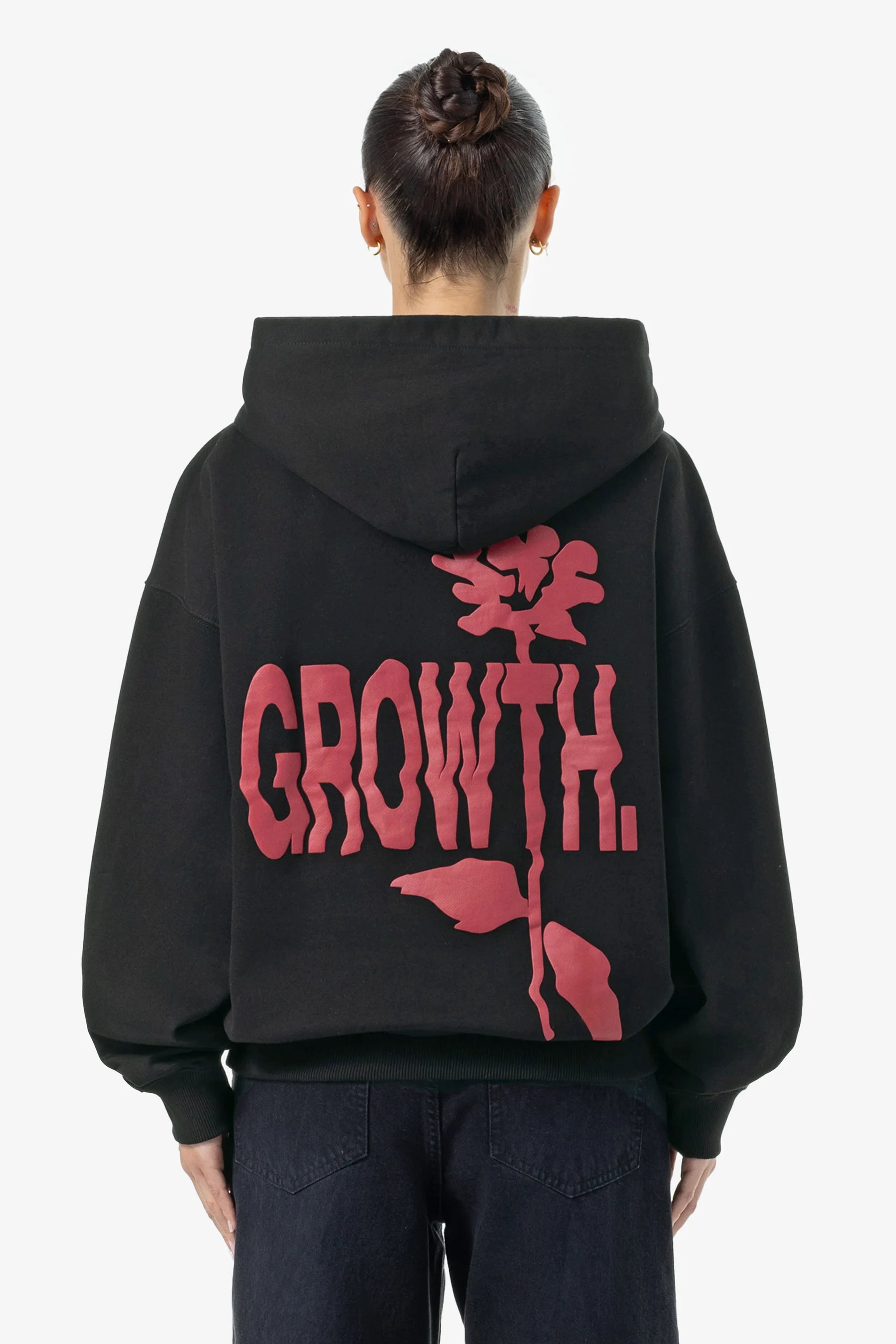 Ailis Oversized Hoodie Washed Black Hoodie with Half-Zip Sporty Casual