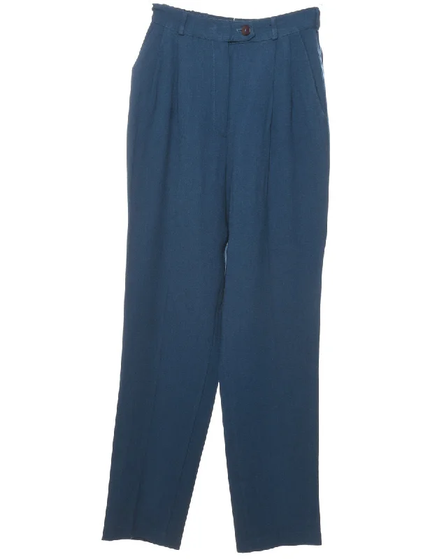 Navy Pleated Trousers - W26 L30 Trousers cozy comfortable