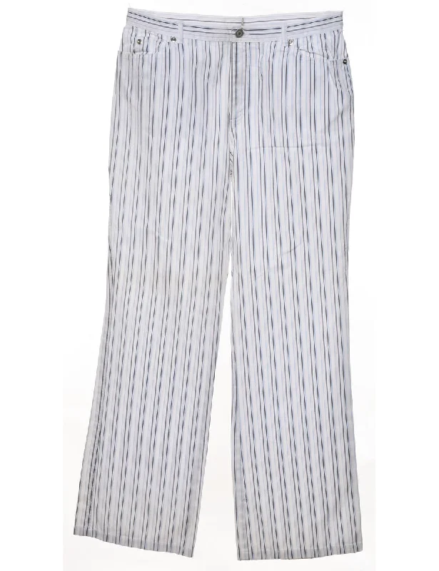 White Striped Trousers - W32 L32 Trousers Ceremony Elegant
