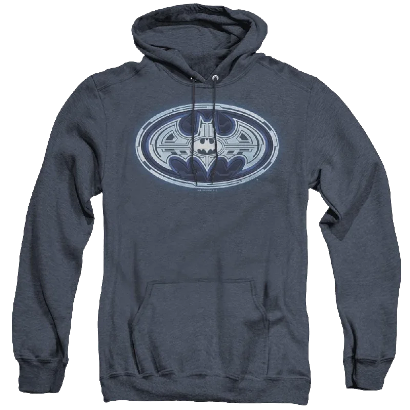 Dc Batman Cyber Bat Shield - Heather Pullover Hoodie Sabrina Neck Pullover