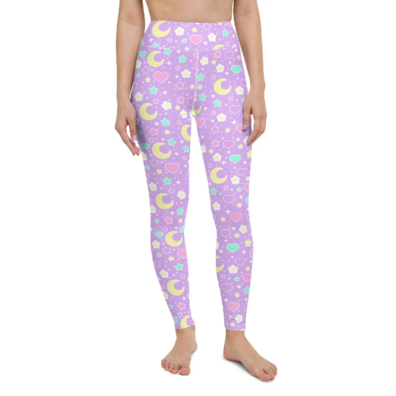 Magical Spring Purple Yoga Leggings Elegant Sheer Leggings