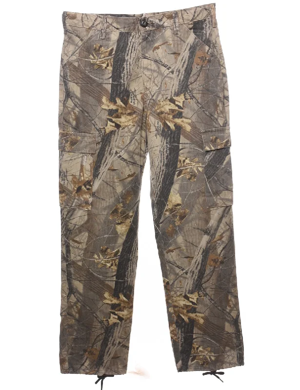 Green Camouflage Print Trousers - W34 L32 Trousers stylish modern
