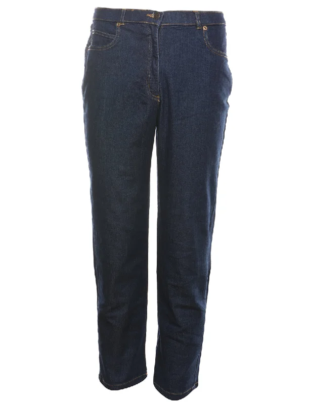 High Waist Dark Wash Denim Trousers - W27 L27 Trousers Velvet Soft