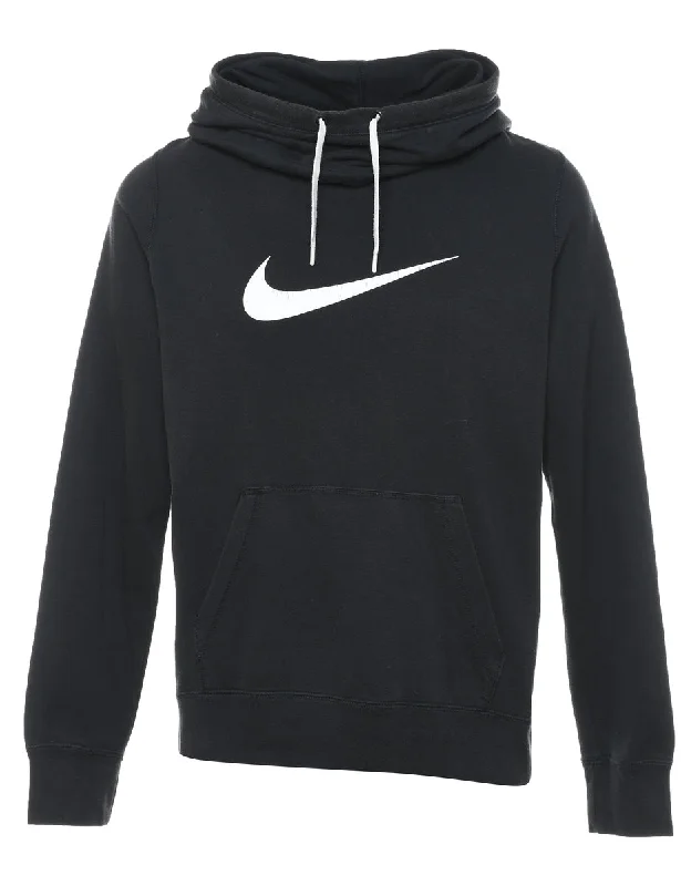 Black Nike Hooded Sweatshirt - L Hoodie with Relaxed Fit Easy Casual