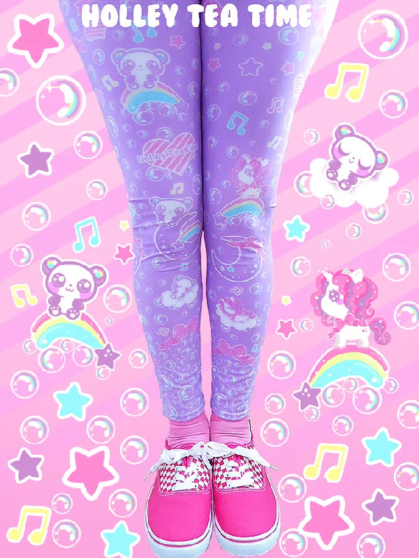 Bubbly Dreams purple leggings [made to order] Stylish Stretch Pants Leggings