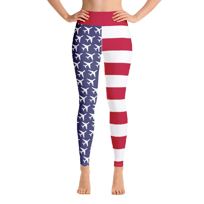 American Aviation Pride Yoga Leggings Trendy Spandex Leggings