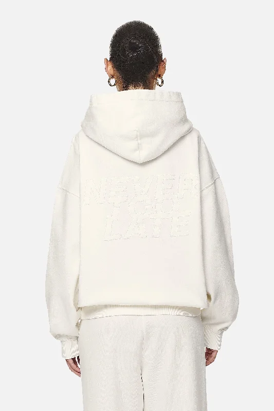 Mina Oversized Hoodie Washed Coconut Milk Hoodie with Emblem Brand Identity