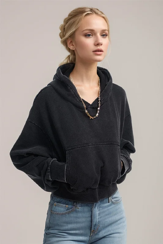Hazel Blues® | Basic Bae Kangaroo Pocket Long Sleeve Cropped Hoodie Hoodie with Velcro Closure Adjustable Secure Hazel Blues® | Basic Bae Kangaroo Pocket Long Sleeve Cropped Hoodie Hoodie with Velcro Closure Adjustable Secure