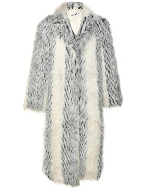 Animal Print Faux Fur Coat - M Shawl Collar Notch Collar Lapel Collar