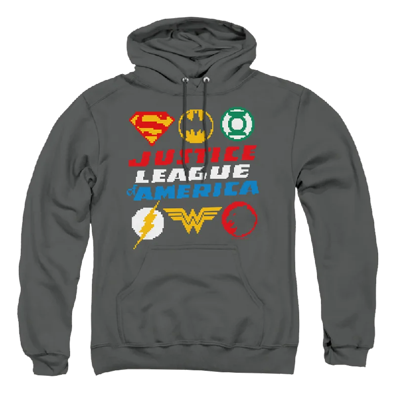 Justice League Pixel Logos Pullover Hoodie Shawl Collar Sweater