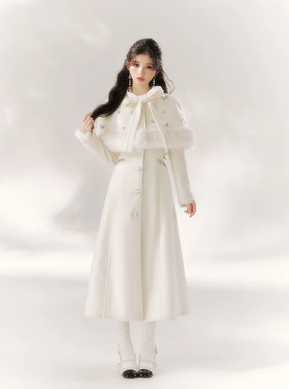 Decorated Lady Beaded Cape Long Coat BBB0090 Hooded Caped Scarf