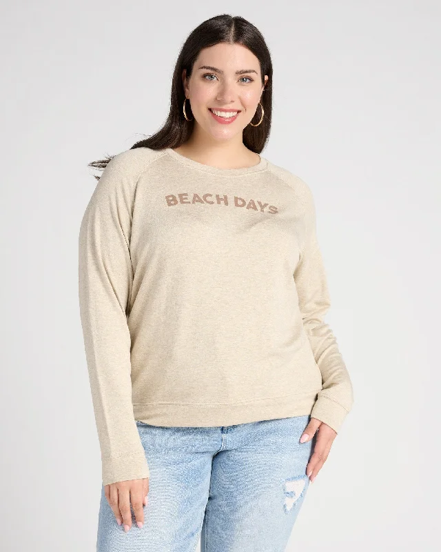 Plus Size Beach Days Graphic Sweatshirt Hoodie with Zipper Versatile Modern