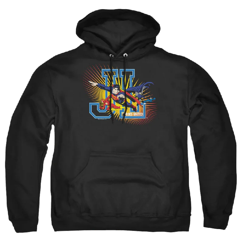 Justice League Heroes United Pullover Hoodie Plunging Neck Pullover