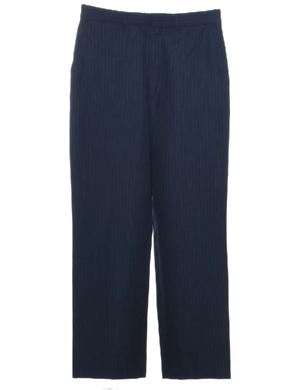 Pinstriped Navy Trousers - W31 L31 Trousers Print Floral