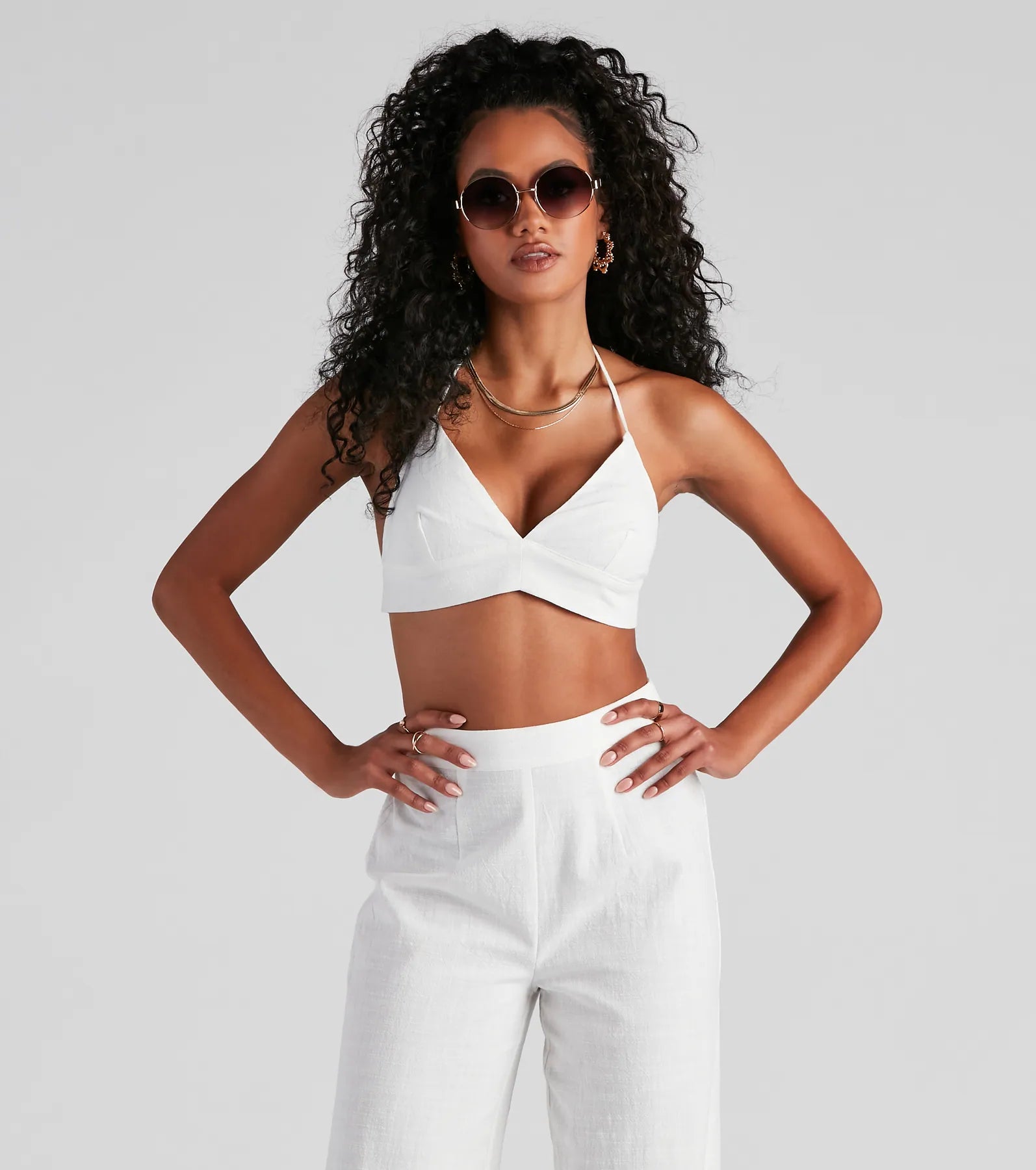 Whisked Away Halter Crop Top Collared Crew Neck Turtle Neck