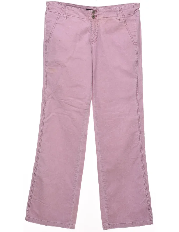 Pink 1990s Straight-Fit DKNY Trousers - W32 L31 Trousers Lace Delicate