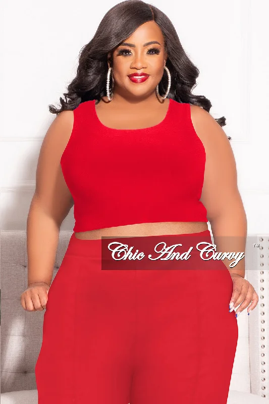 Final Sale Plus Size Sleeveless Crop Top in Red (Top Only) Plaid Crop Top Polka Dot Checkered Final Sale Plus Size Sleeveless Crop Top in Red (Top Only) Plaid Crop Top Polka Dot Checkered