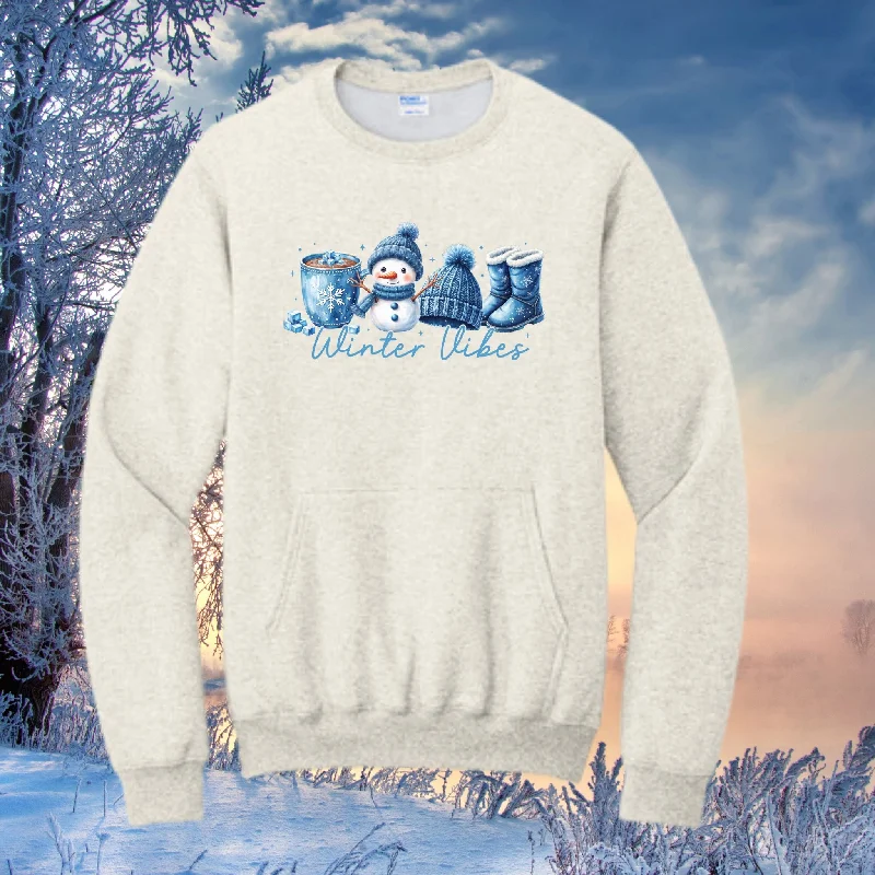 Winter Vibes Cozy Pocket Sweatshirt Hoodie with Tie-Dye Psychedelic Retro