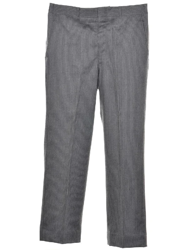 Pinstriped Grey Trousers - W35 L30 Trousers Trousers Formal